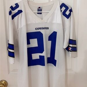 Champion White and Blue Cowboys Deion Sanders 21
